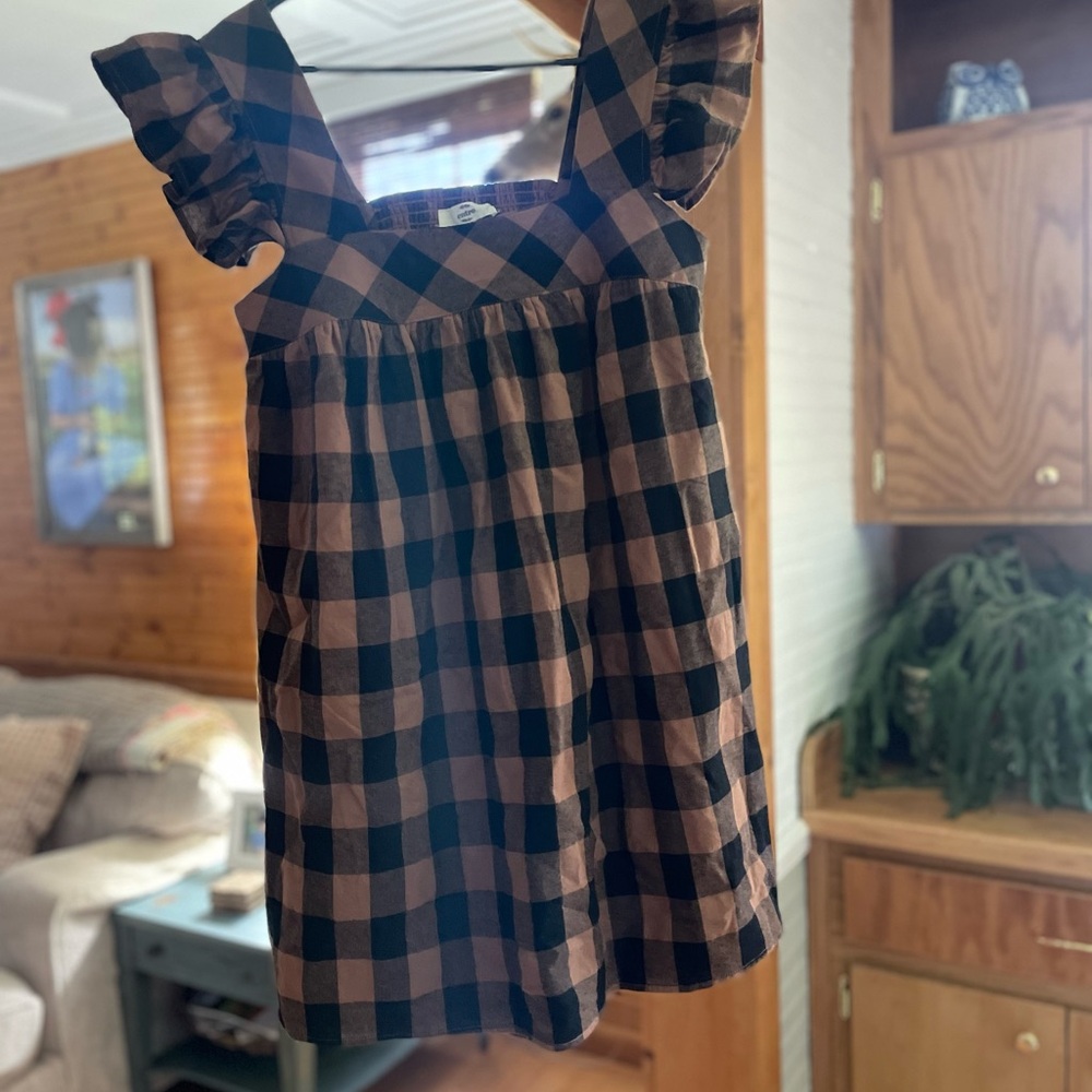 ENTRO Black and Brown Checkered Dress Entro brand